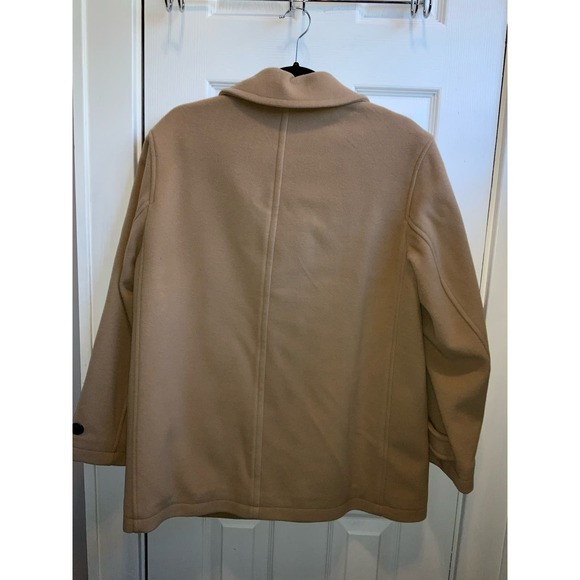 Lands' End Womens Double Breasted Wool Pea Coat Beige /camel. 10-12 Petite - Picture 2 of 8